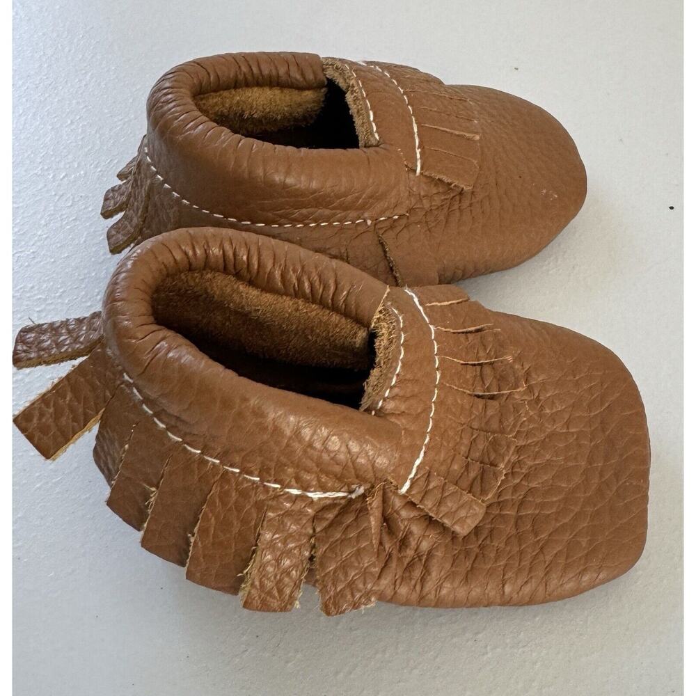 Baby Moccasins Infant Unisex Crib Shoe Leather Brown Fringe NWOT
